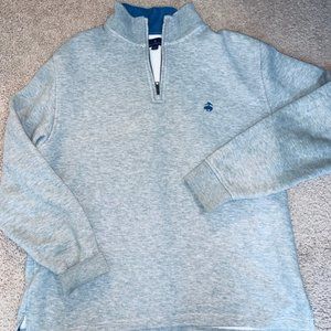 Brooks Brothers Grey 1/4 zip Size L Grey/White